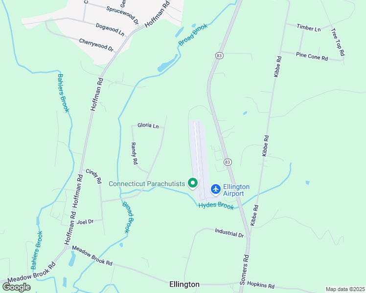 map of restaurants, bars, coffee shops, grocery stores, and more near 360 Somers Road in Ellington