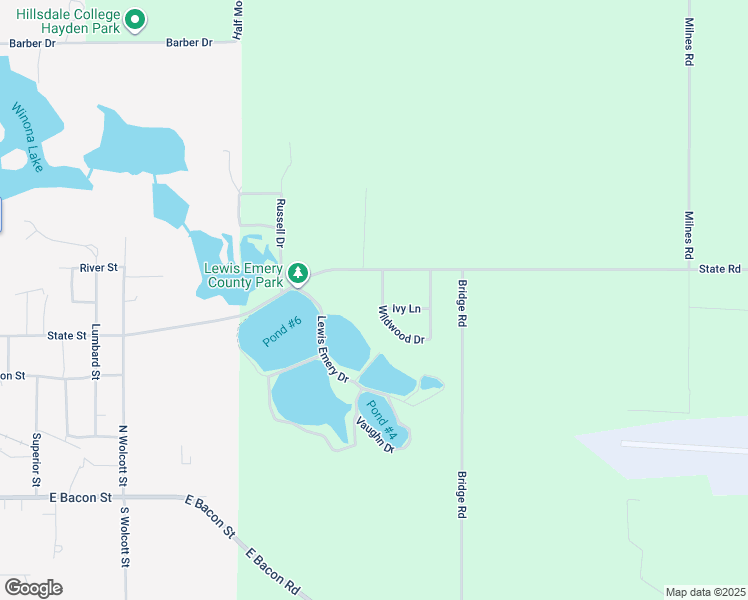 map of restaurants, bars, coffee shops, grocery stores, and more near 2350 Ivy Lane in Hillsdale