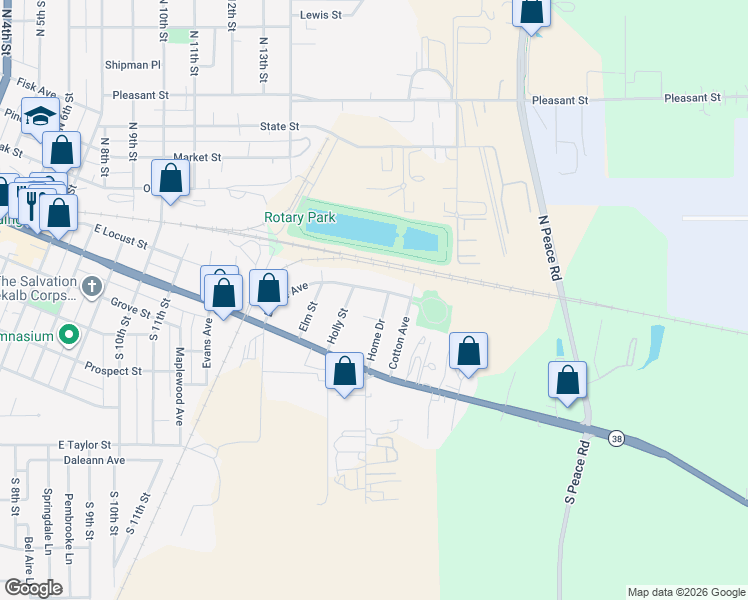 map of restaurants, bars, coffee shops, grocery stores, and more near 318 Dodge Avenue in DeKalb