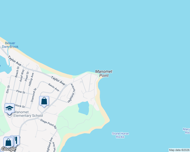 map of restaurants, bars, coffee shops, grocery stores, and more near 245 Manomet Point Road in Plymouth