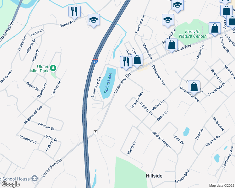 map of restaurants, bars, coffee shops, grocery stores, and more near 440 Lucas Avenue Extension in Kingston