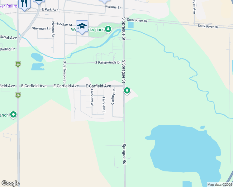 map of restaurants, bars, coffee shops, grocery stores, and more near 318 Sprague Road in Coldwater