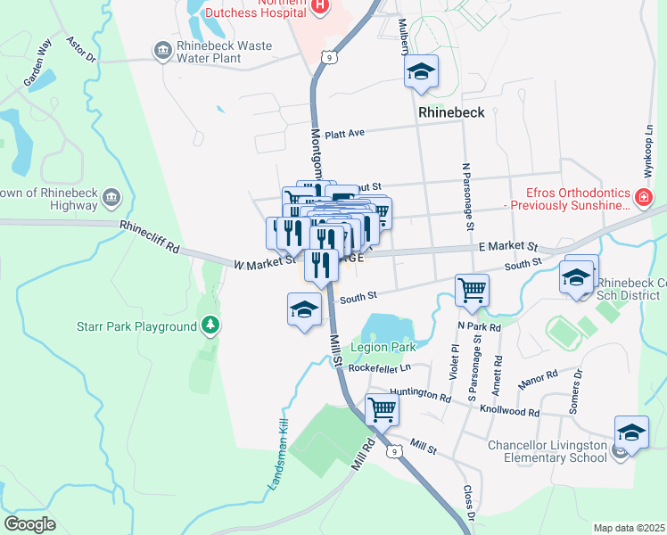 map of restaurants, bars, coffee shops, grocery stores, and more near in Dutchess County