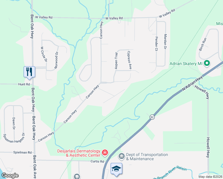 map of restaurants, bars, coffee shops, grocery stores, and more near 1820 Williamsburg Dr in Adrian