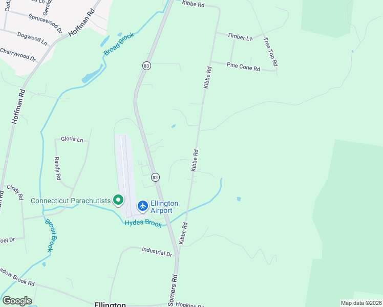 map of restaurants, bars, coffee shops, grocery stores, and more near 32 Kibbe Road in Ellington