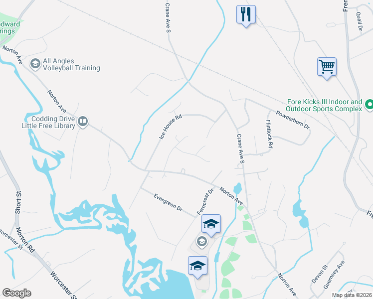 map of restaurants, bars, coffee shops, grocery stores, and more near 30 Princess Pine Circle in Taunton