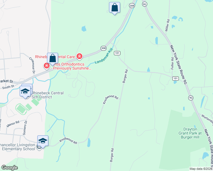 map of restaurants, bars, coffee shops, grocery stores, and more near 207 Knollwood Rd in Rhinebeck