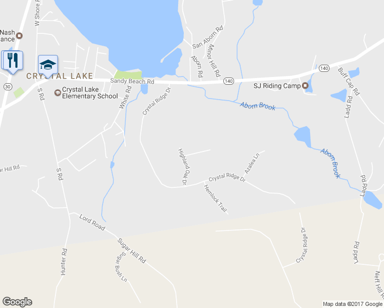 map of restaurants, bars, coffee shops, grocery stores, and more near 4 Boulder Ridge Drive in Ellington