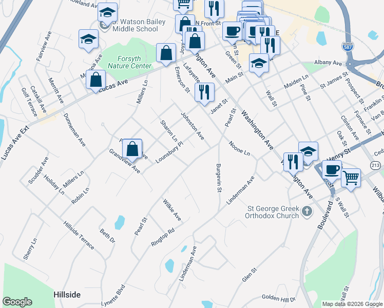 map of restaurants, bars, coffee shops, grocery stores, and more near 4 Mountainview Avenue in Kingston