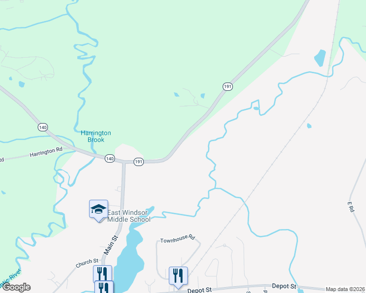 map of restaurants, bars, coffee shops, grocery stores, and more near 28 Broadbrook Road in East Windsor