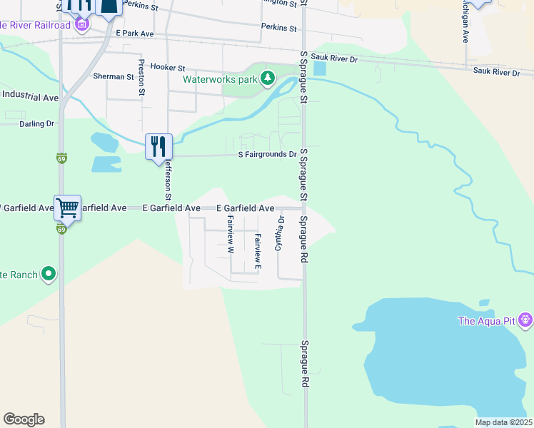 map of restaurants, bars, coffee shops, grocery stores, and more near 300 East Garfield Avenue in Coldwater