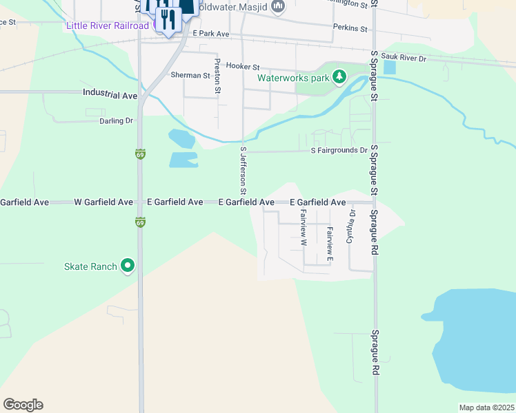 map of restaurants, bars, coffee shops, grocery stores, and more near 200 East Garfield Avenue in Coldwater
