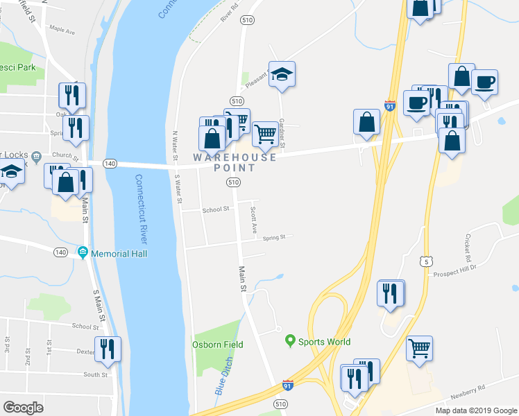 map of restaurants, bars, coffee shops, grocery stores, and more near 26 Scott Avenue in East Windsor