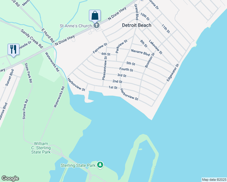 map of restaurants, bars, coffee shops, grocery stores, and more near 2937 1st Street in Monroe