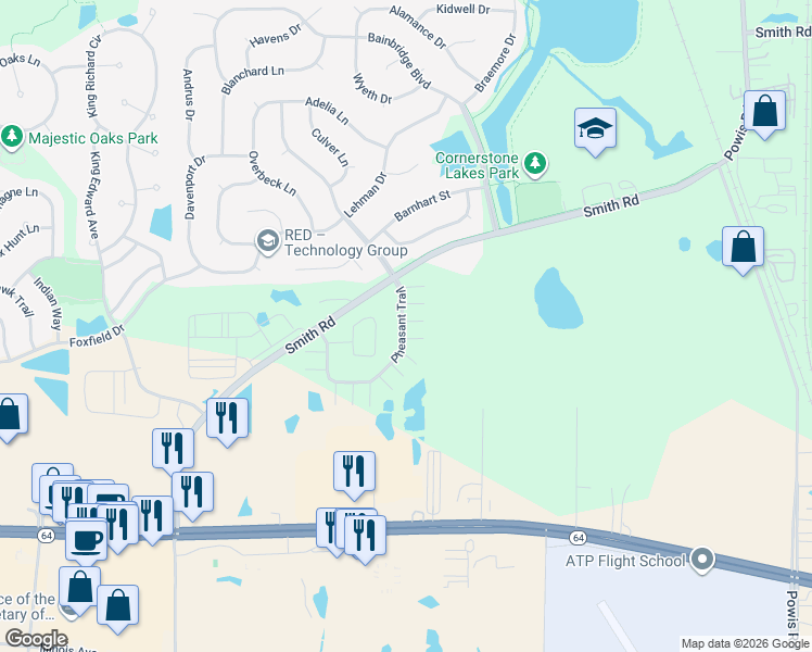 map of restaurants, bars, coffee shops, grocery stores, and more near 880 Pheasant Trail in St. Charles