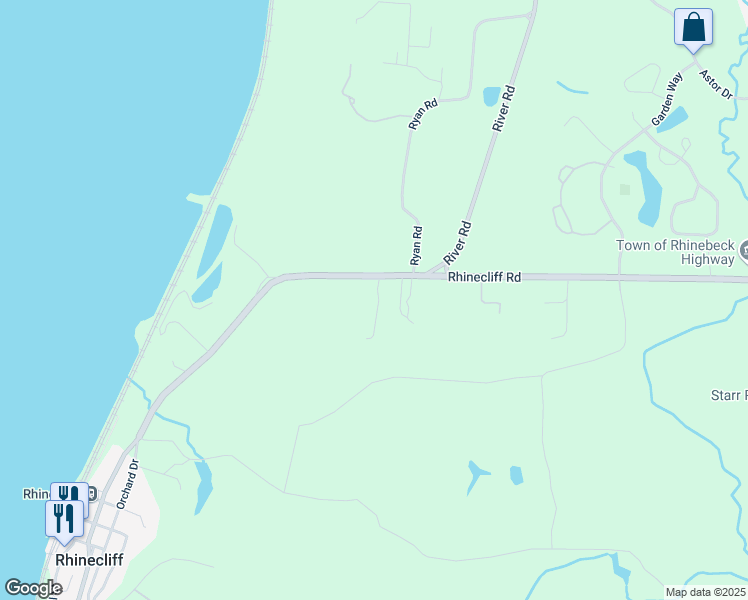map of restaurants, bars, coffee shops, grocery stores, and more near 298 Rhinecliff Road in Rhinebeck