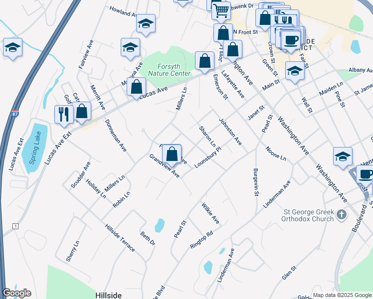 map of restaurants, bars, coffee shops, grocery stores, and more near 281 Main Street in Kingston