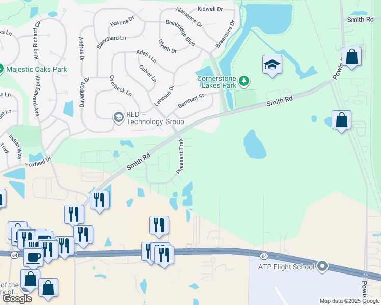 map of restaurants, bars, coffee shops, grocery stores, and more near 859 Pheasant Trail in St. Charles