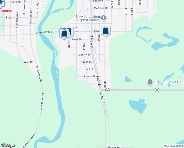 map of restaurants, bars, coffee shops, grocery stores, and more near 1504 5th Street in Three Rivers