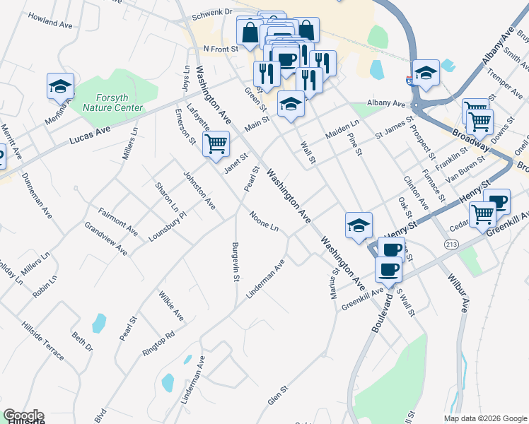 map of restaurants, bars, coffee shops, grocery stores, and more near 50 Noone Lane in Kingston