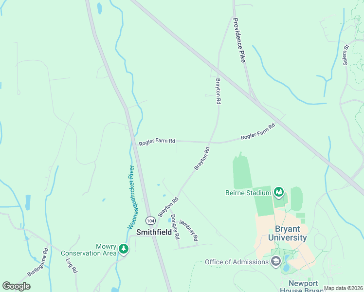 map of restaurants, bars, coffee shops, grocery stores, and more near 28 Rogler Farm Road in Smithfield