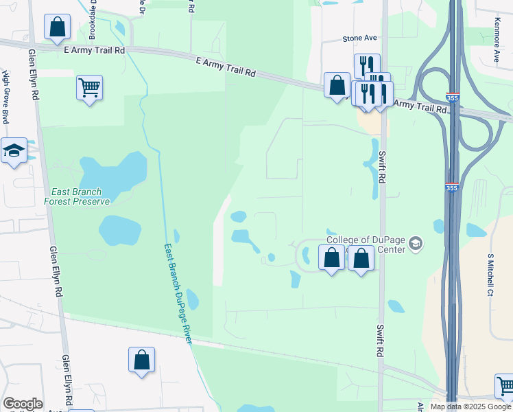 map of restaurants, bars, coffee shops, grocery stores, and more near 21W719 Lydia Road in Addison