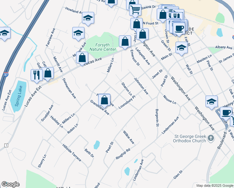 map of restaurants, bars, coffee shops, grocery stores, and more near 281 Main Street in Kingston
