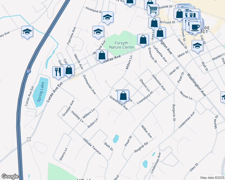 map of restaurants, bars, coffee shops, grocery stores, and more near 77 Fairmont Avenue in Kingston