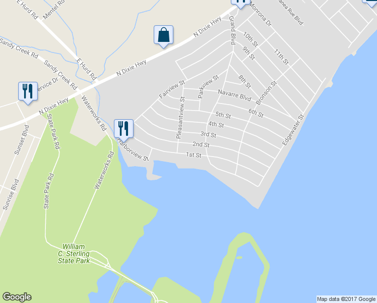 map of restaurants, bars, coffee shops, grocery stores, and more near 2937 1st Street in Monroe