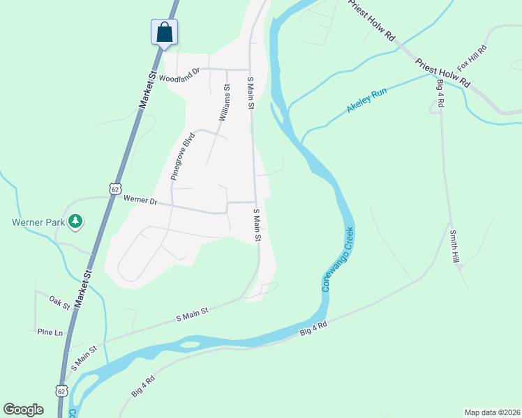 map of restaurants, bars, coffee shops, grocery stores, and more near 863 South Main Street in Russell