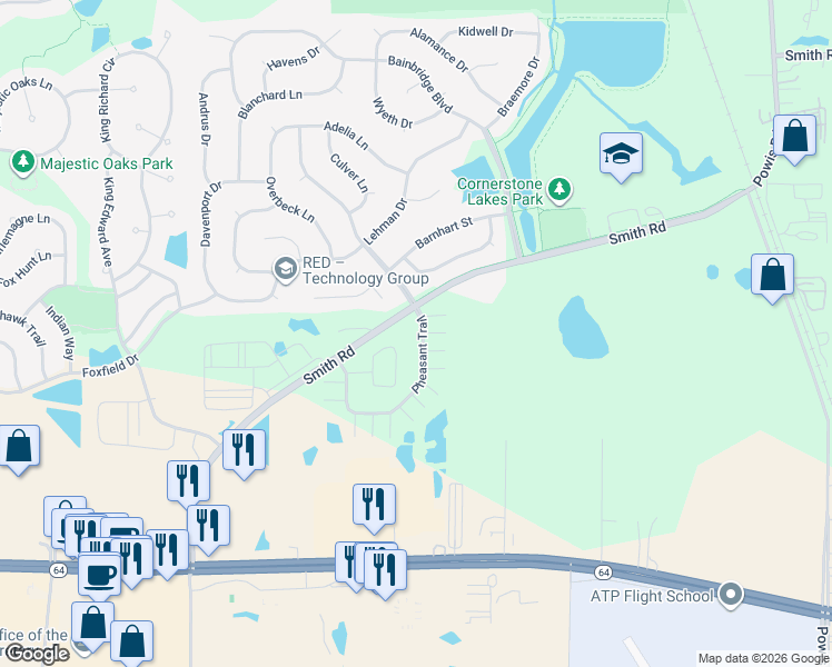 map of restaurants, bars, coffee shops, grocery stores, and more near 880 Pheasant Trail in St. Charles