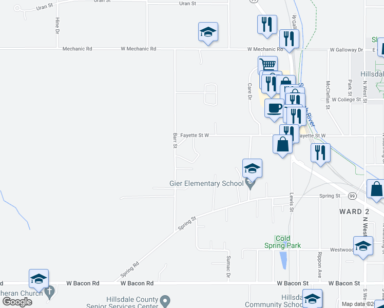 map of restaurants, bars, coffee shops, grocery stores, and more near 49 Cherry Tree Lane in Hillsdale