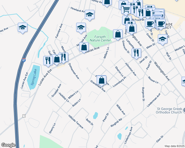 map of restaurants, bars, coffee shops, grocery stores, and more near 80 Fairmont Avenue in Kingston