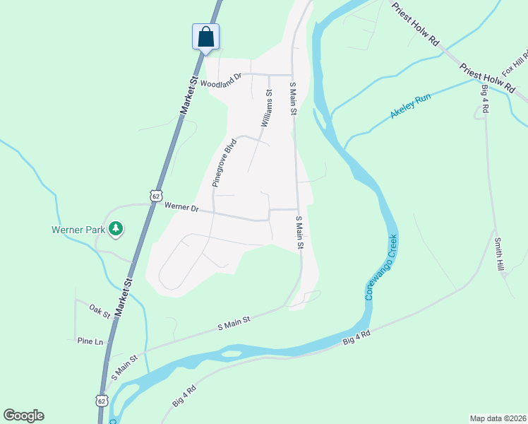 map of restaurants, bars, coffee shops, grocery stores, and more near 16-26 Werner Drive in Russell