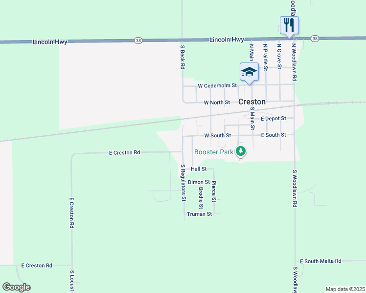 map of restaurants, bars, coffee shops, grocery stores, and more near 515 West Street in Rochelle