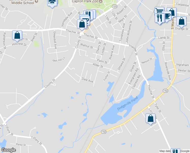 map of restaurants, bars, coffee shops, grocery stores, and more near 139 Linden Street in Attleboro