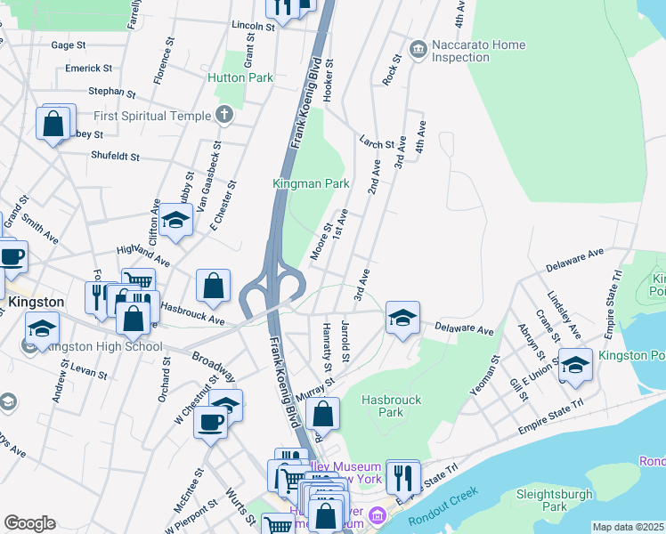 map of restaurants, bars, coffee shops, grocery stores, and more near 7 Cross Street in Kingston