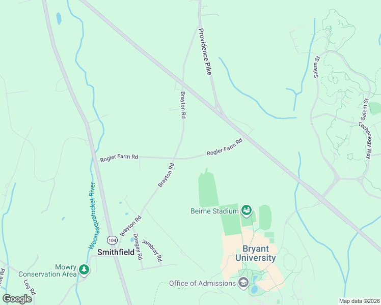 map of restaurants, bars, coffee shops, grocery stores, and more near 15 Rogler Farm Road in Smithfield