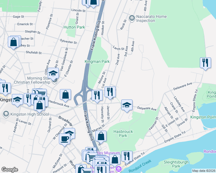 map of restaurants, bars, coffee shops, grocery stores, and more near 7 Cross Street in Kingston