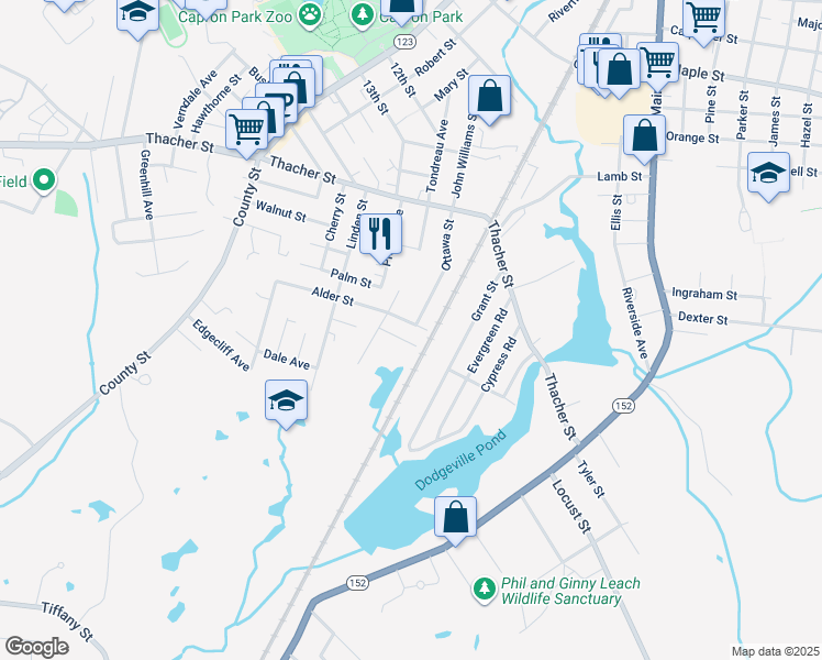 map of restaurants, bars, coffee shops, grocery stores, and more near 23 Bellmore Street in Attleboro