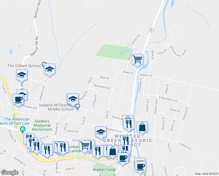 map of restaurants, bars, coffee shops, grocery stores, and more near 64 Mountain Avenue in Winchester