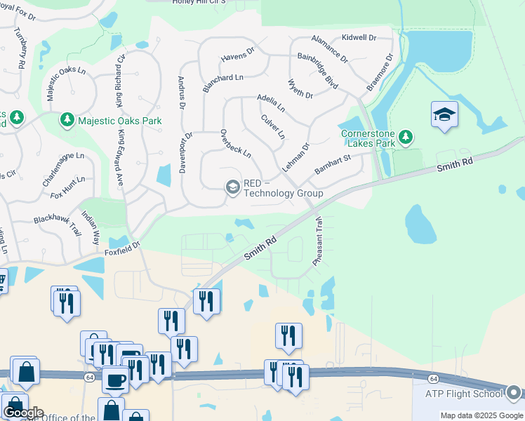map of restaurants, bars, coffee shops, grocery stores, and more near 2580 Barnhart Street in West Chicago