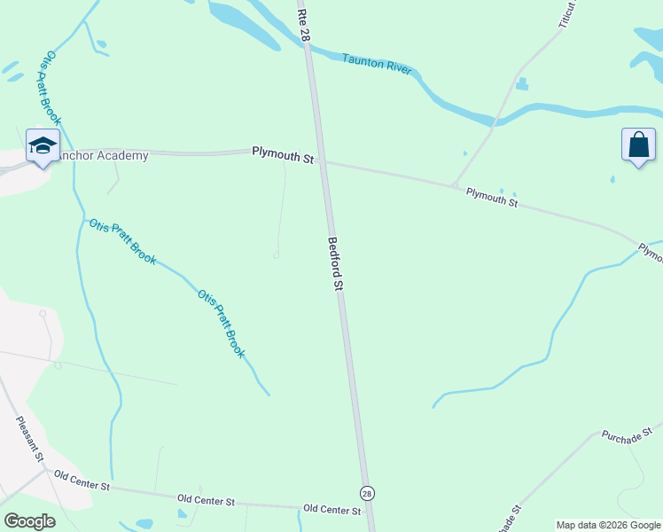 map of restaurants, bars, coffee shops, grocery stores, and more near 195 Bedford Street in Middleborough