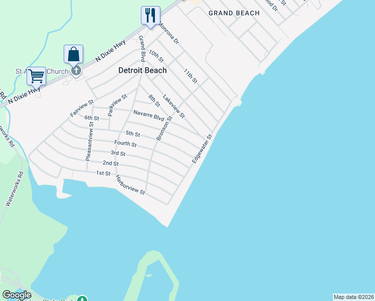 map of restaurants, bars, coffee shops, grocery stores, and more near 3388 6th Street in Monroe