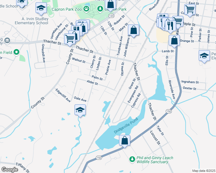 map of restaurants, bars, coffee shops, grocery stores, and more near 94 Fisher Street in Attleboro