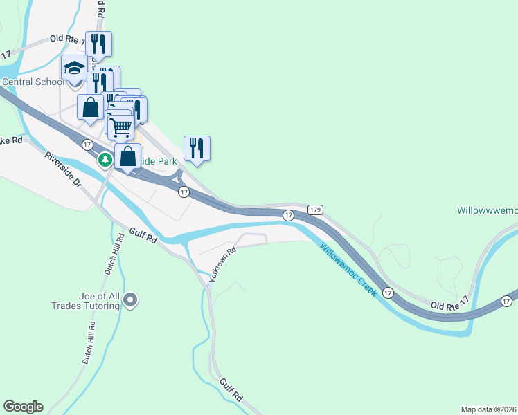 map of restaurants, bars, coffee shops, grocery stores, and more near 1908 Old Route 17 in Roscoe