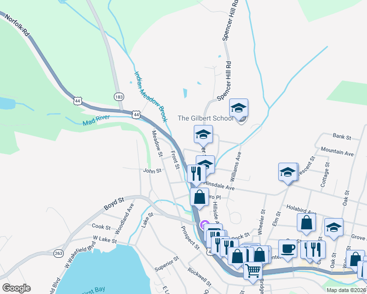 map of restaurants, bars, coffee shops, grocery stores, and more near 30 Upland Road in Winchester