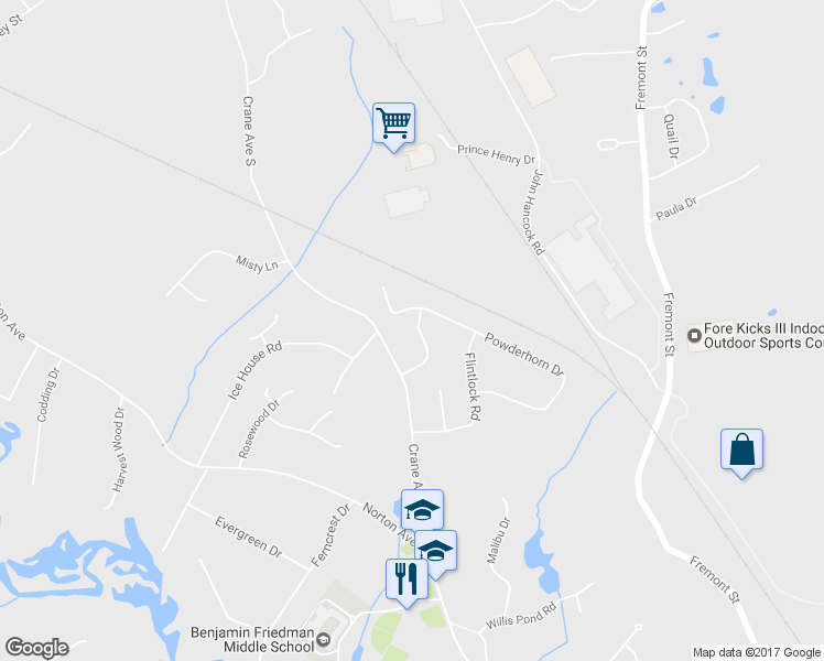 map of restaurants, bars, coffee shops, grocery stores, and more near 66 Forge Drive in Taunton