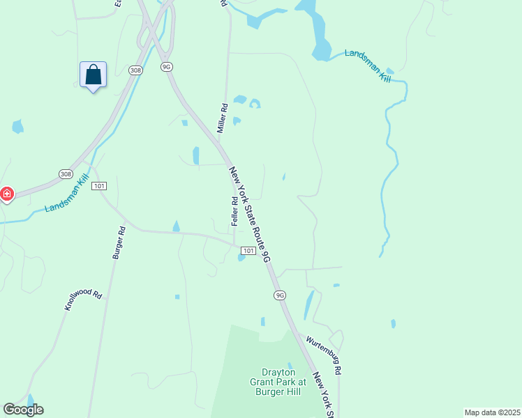 map of restaurants, bars, coffee shops, grocery stores, and more near 3196 New York 9G in Rhinebeck