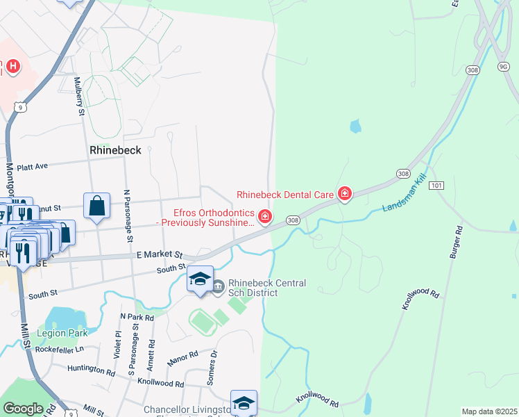 map of restaurants, bars, coffee shops, grocery stores, and more near 6 Wynkoop Lane in Rhinebeck